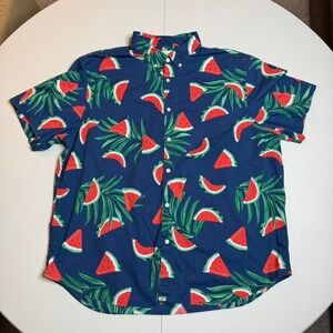 Old‎ Navy watermelon men's button up slim fit shirt. Size XXL